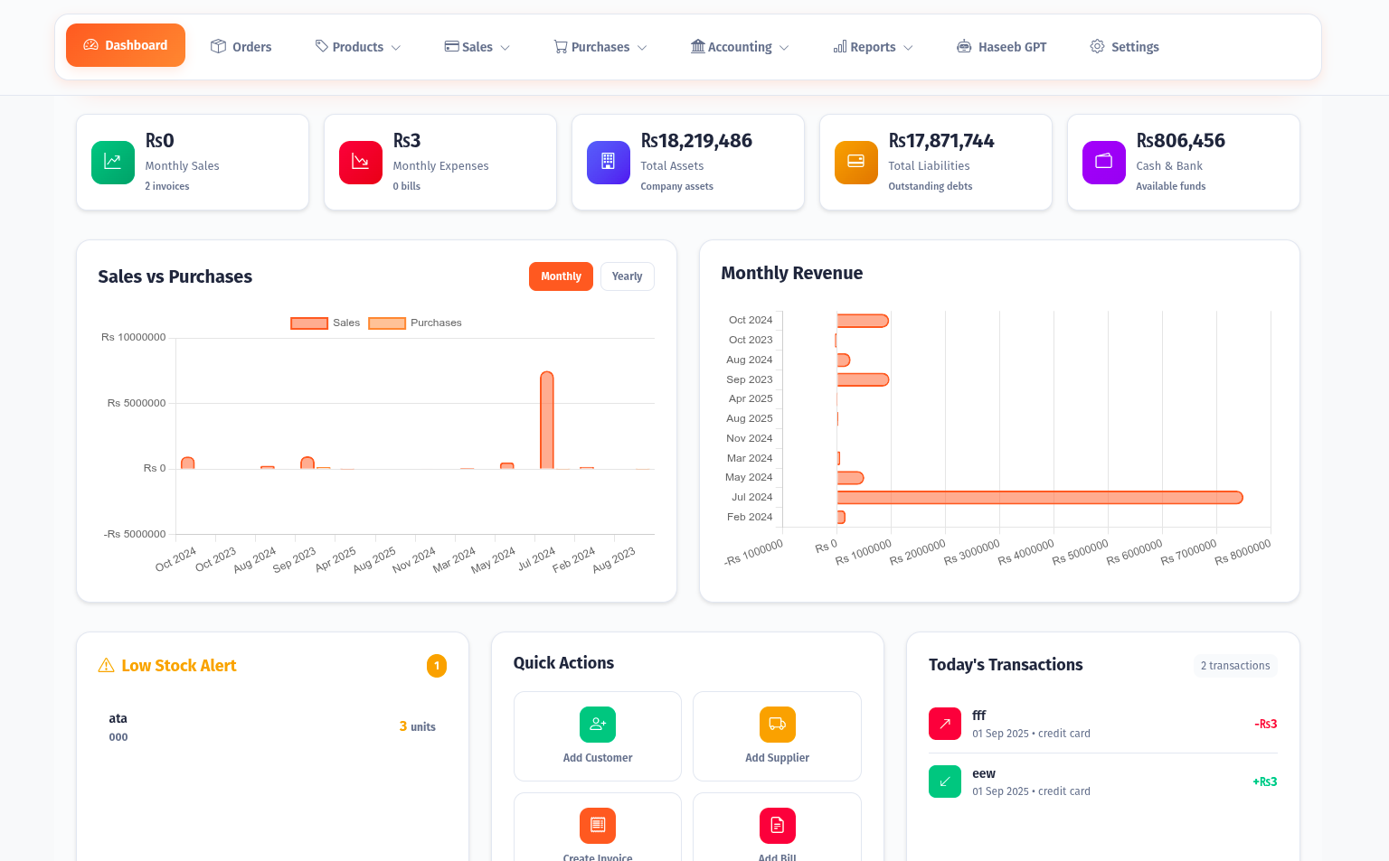 Hisaabify Dashboard - Complete Business Management Interface